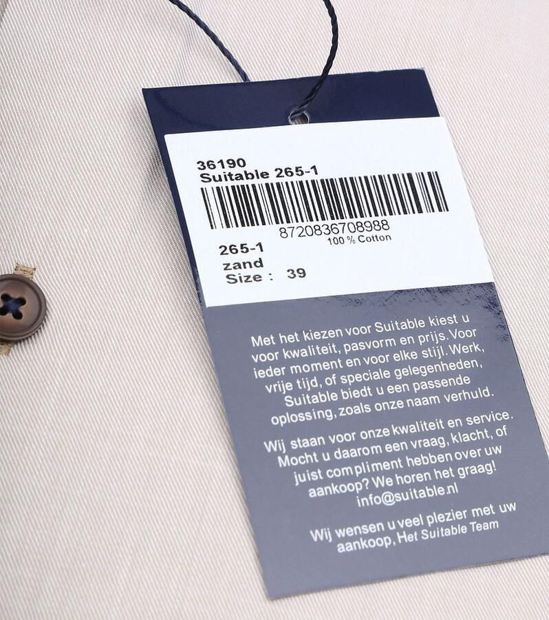 Suitable Overhemd Lange Mouw Overhemd Twill Beige - Foto 3