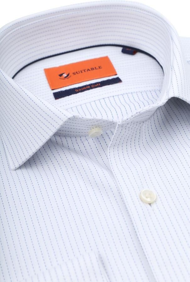 Suitable Overhemd Lange Mouw Overhemd Twill Dubbel Manchet Print Wit - Foto 2