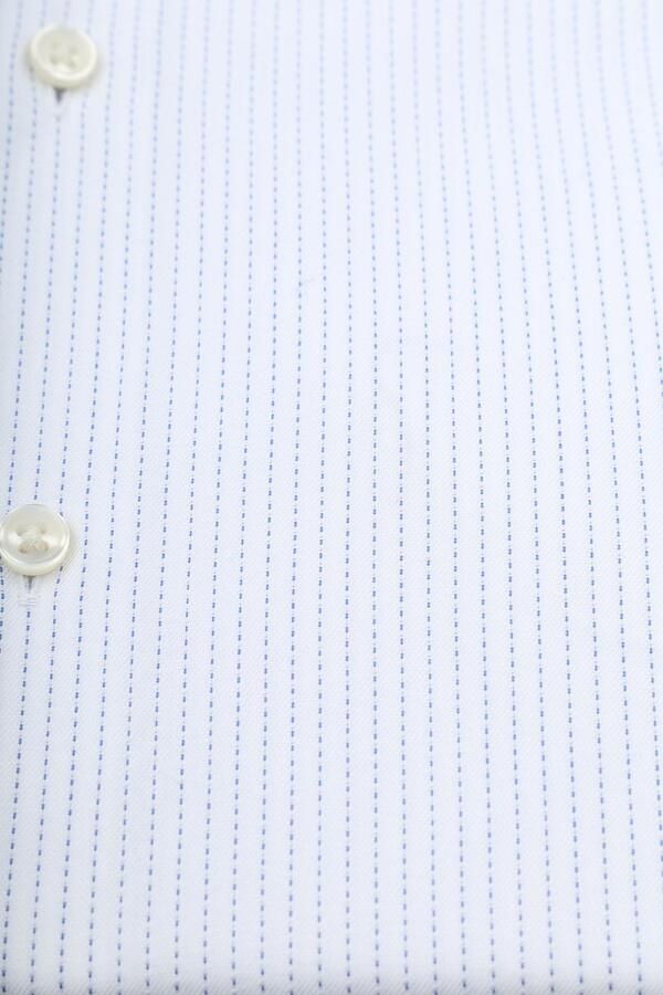 Suitable Overhemd Lange Mouw Overhemd Twill Dubbel Manchet Print Wit - Foto 4