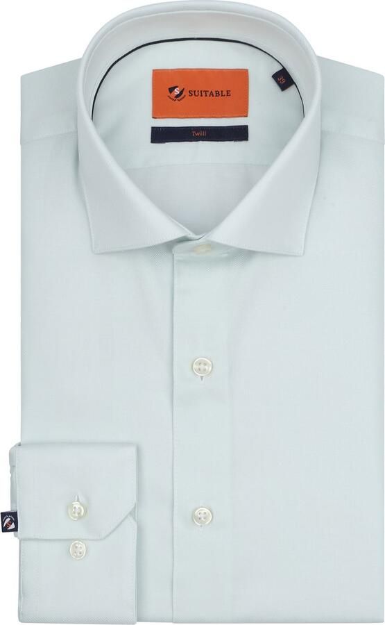 Suitable Overhemd Lange Mouw Overhemd Twill Groen