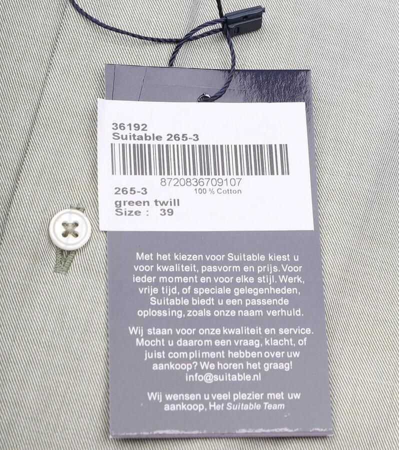Suitable Overhemd Lange Mouw Overhemd Twill Lichtgroen