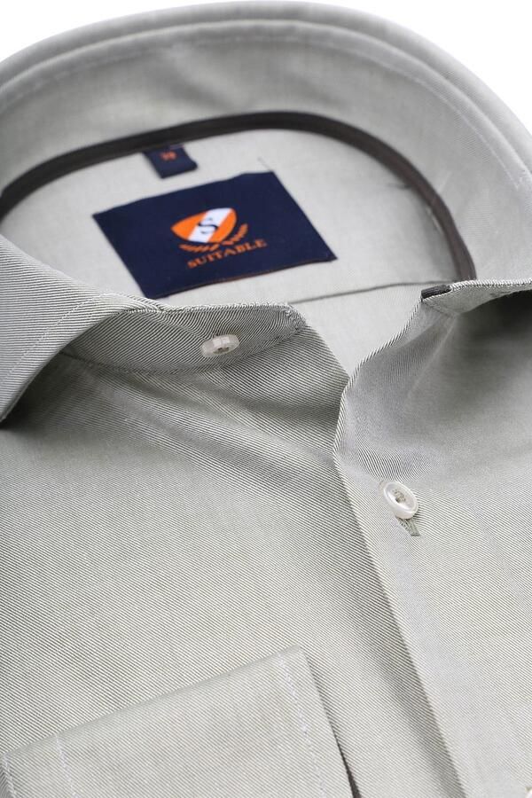Suitable Overhemd Lange Mouw Overhemd Twill Lichtgroen - Foto 3