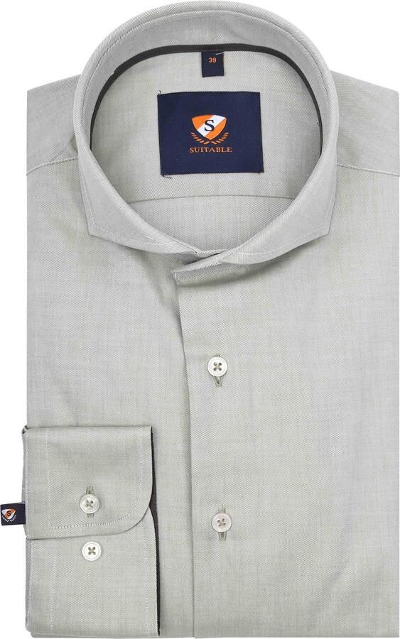 Suitable Overhemd Lange Mouw Overhemd Twill Lichtgroen