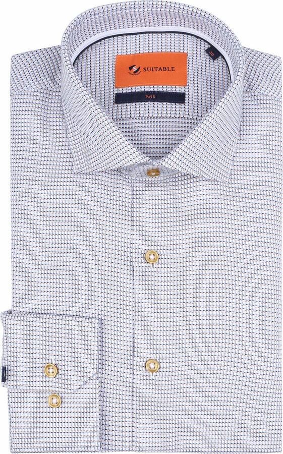 Suitable Overhemd Lange Mouw Overhemd Twill Print Beige - Foto 3