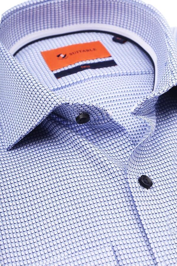 Suitable Overhemd Twill Print Blauw - Foto 3