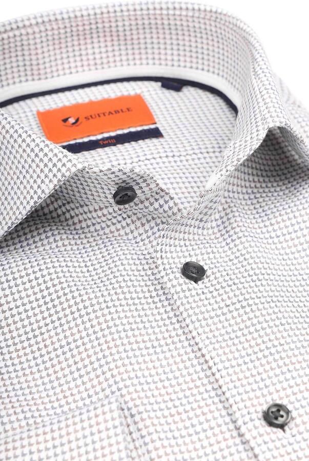 Suitable Overhemd Lange Mouw Overhemd Twill Print Wit - Foto 3