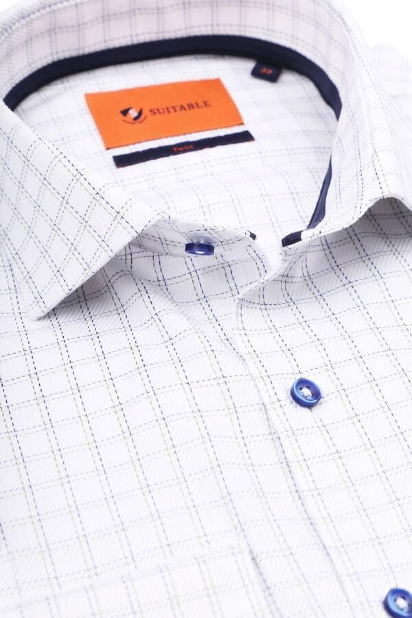 Suitable Overhemd Twill Ruit Blauw - Foto 3