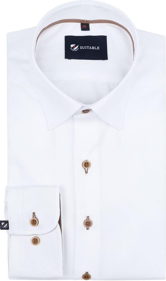 Suitable Overhemd Lange Mouw Overhemd Twill Wit