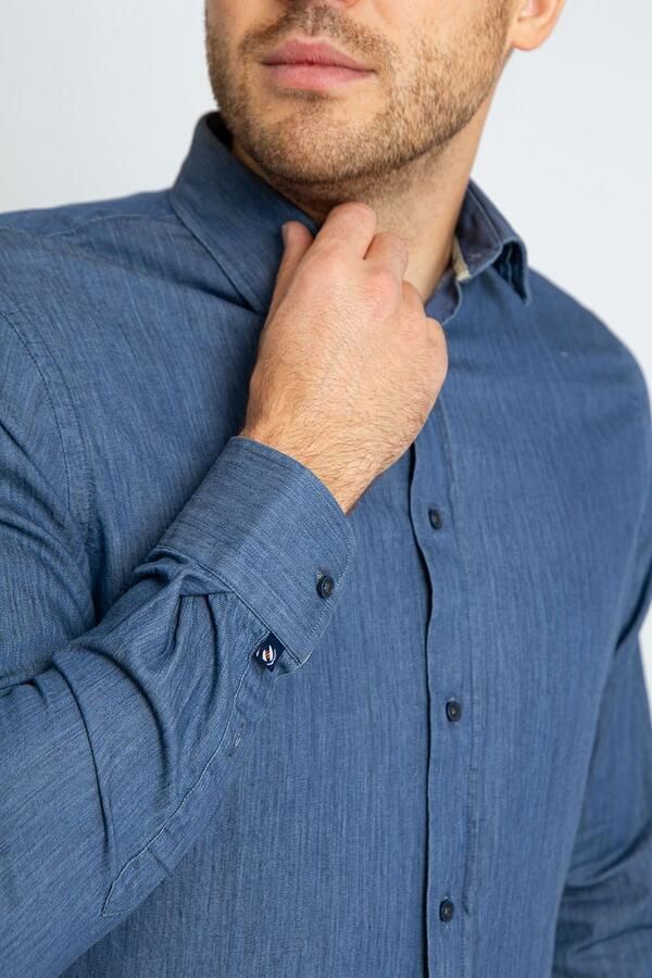 Suitable Overhemd Washed Donkerblauw