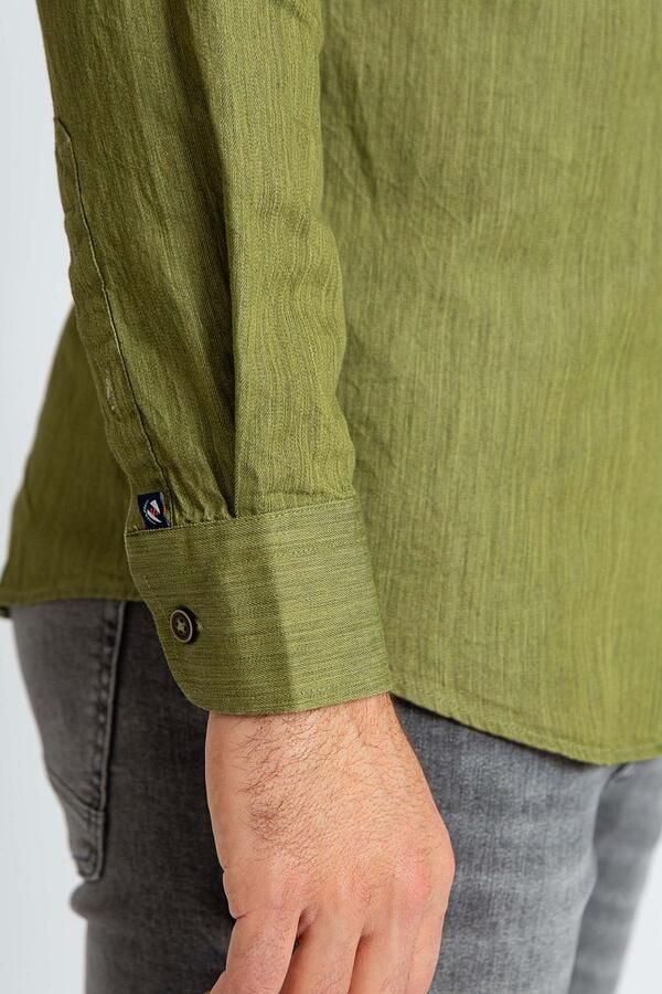 Suitable Overhemd Washed Groen - Foto 4