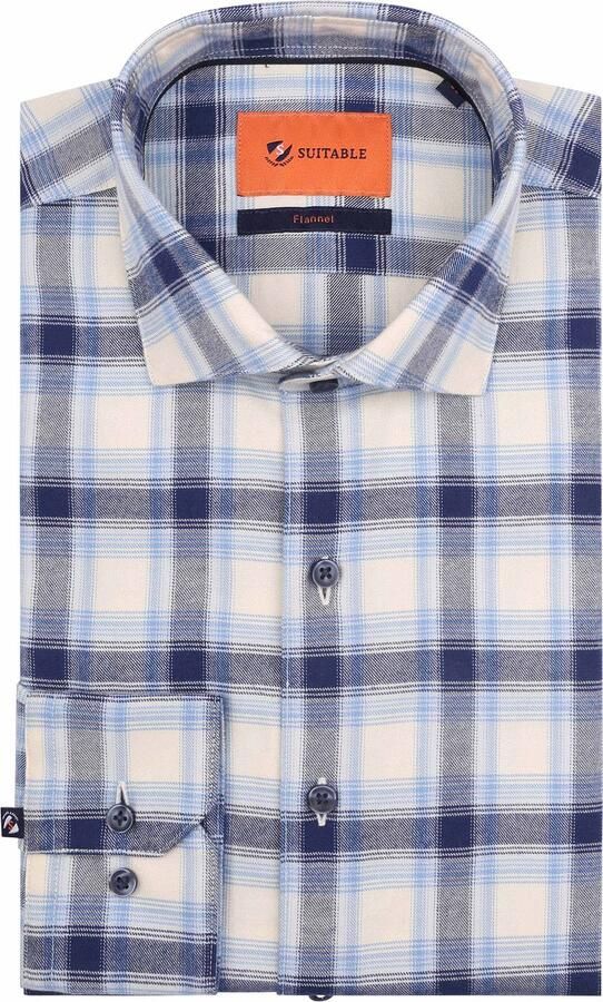 Suitable Overhemd Lange Mouw Overhemd Widespread Flanel Ruiten Blauw