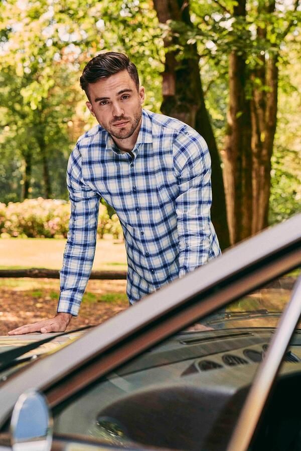Suitable Overhemd Lange Mouw Overhemd Widespread Flanel Ruiten Blauw - Foto 3