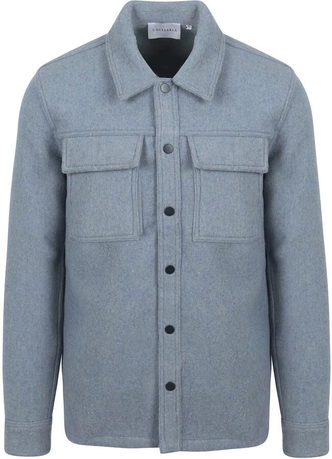 Suitable Overshirt Wool Blend Blauw
