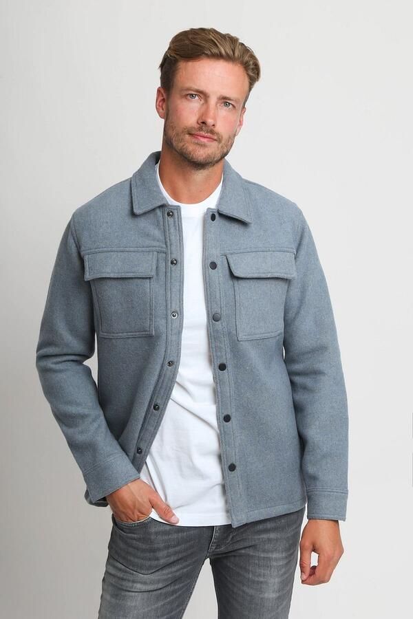 Suitable Overshirt Wool Blend Blauw - Foto 4