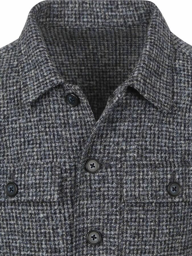Suitable Overshirt Wool Blend Grijs Blauw