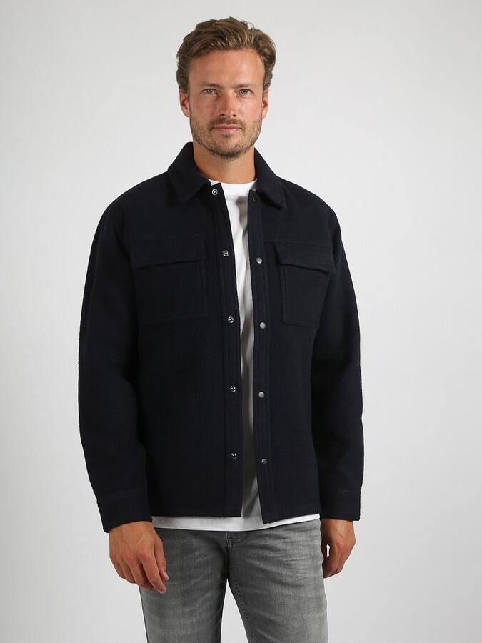 Suitable Overshirt Wool Blend Navy