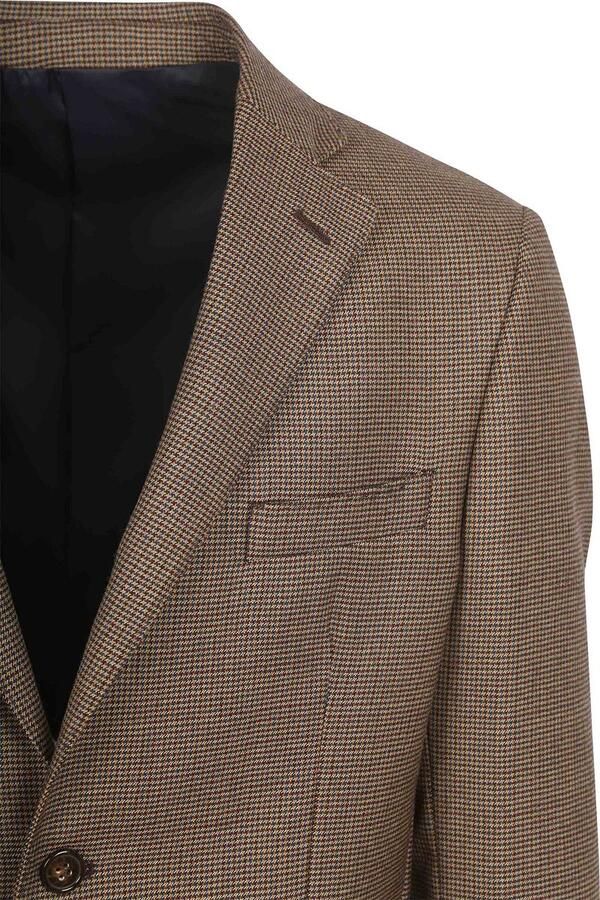 Suitable Blazer Pied De Poule Colbert Wol Bruin - Foto 2