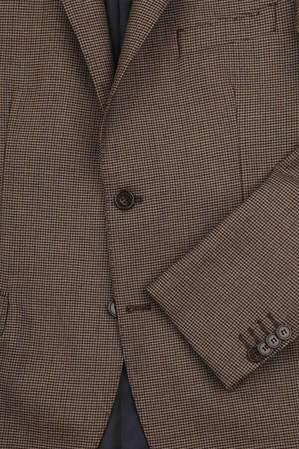 Suitable Blazer Pied De Poule Colbert Wol Bruin - Foto 3