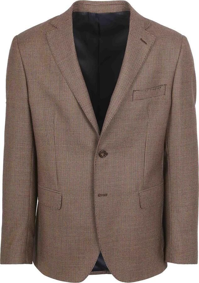 Suitable Blazer Pied De Poule Colbert Wol Bruin