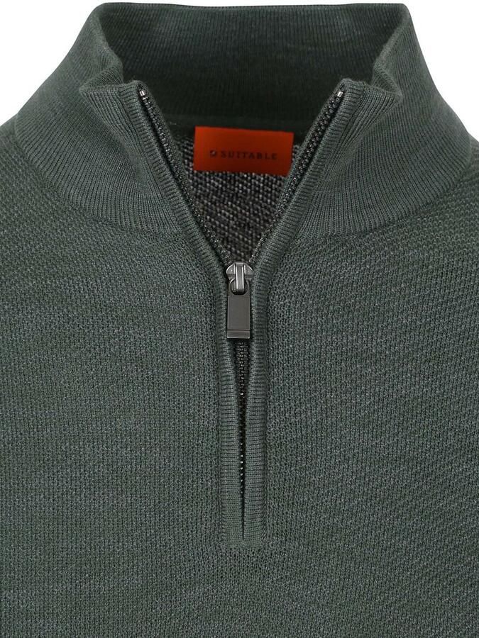Suitable Pine Knit Half Zip Trui Groen