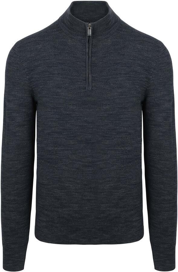 Suitable Pine Knit Half Zip Trui Navy