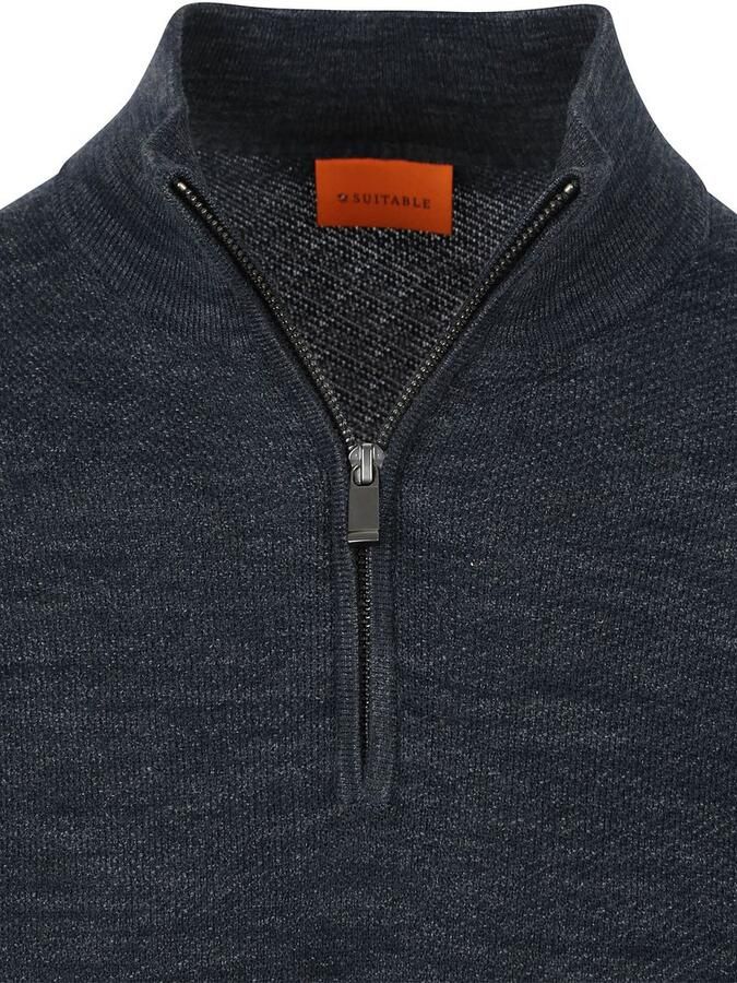 Suitable Pine Knit Half Zip Trui Navy - Foto 2