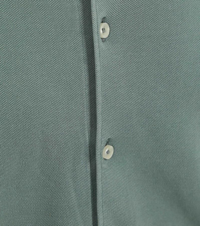 Suitable Overhemd Lange Mouw Piqué Overhemd Groen - Foto 4