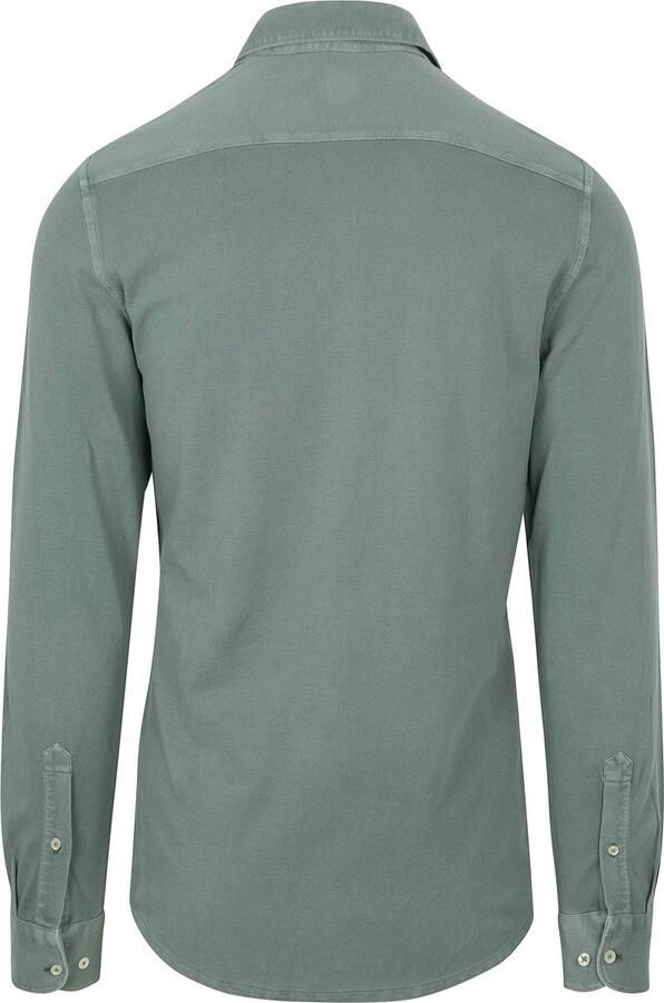 Suitable Overhemd Lange Mouw Piqué Overhemd Groen - Foto 3