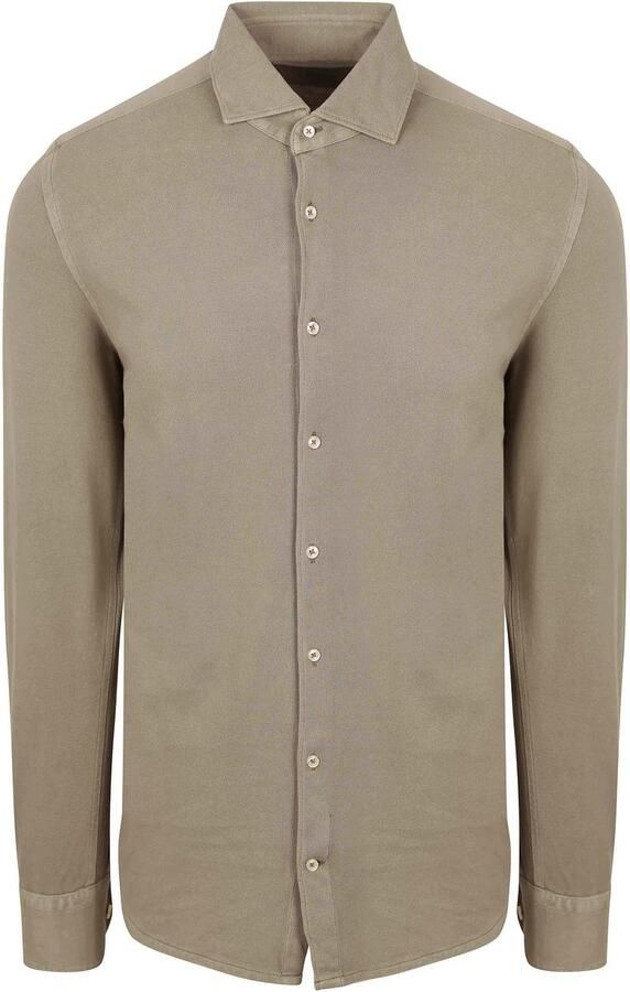 Suitable Piqué Overhemd Taupe