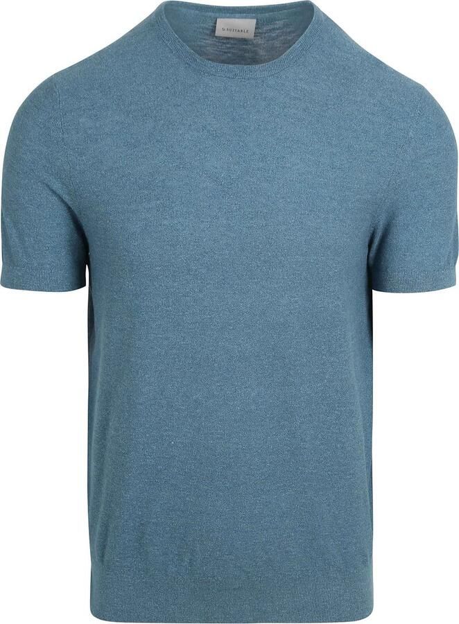 Suitable T-shirt Piqué T-shirt Linnen Blauw