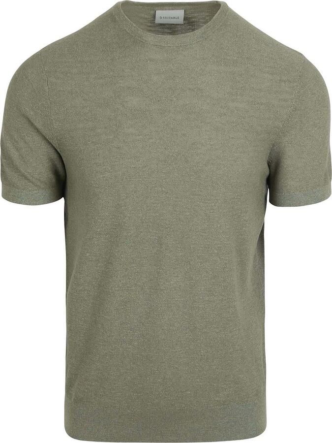Suitable Piqué T-shirt Linnen Groen