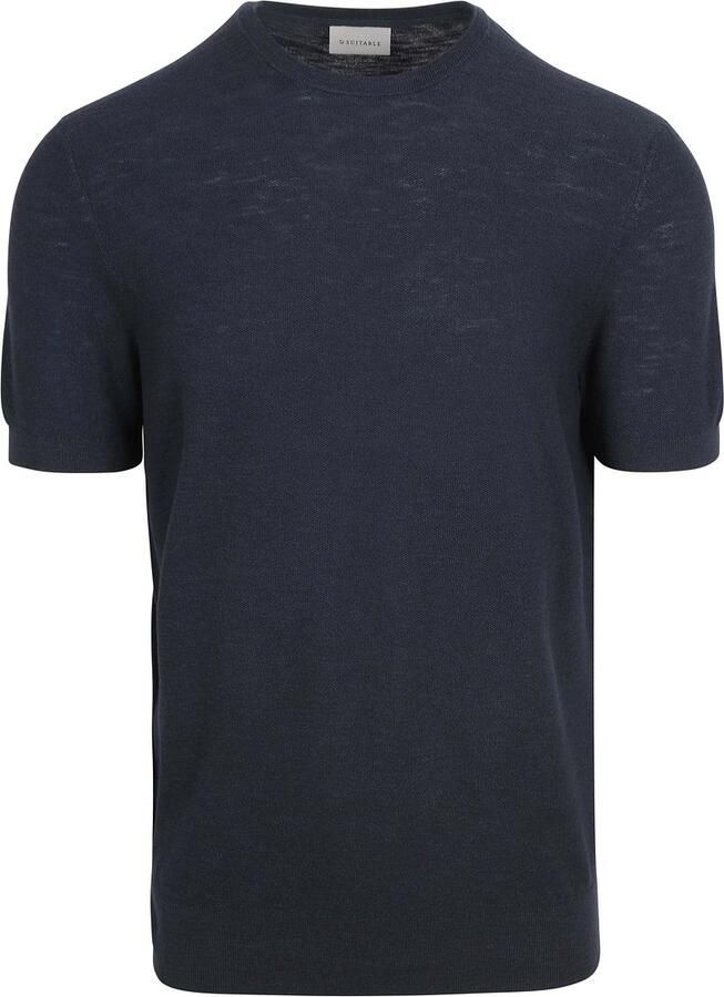 Suitable T-shirt Piqué T-shirt Linnen Navy - Foto 4