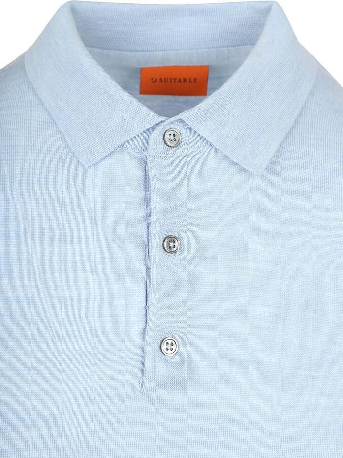 Suitable Polo Merinowol Lichtblauw - Foto 2