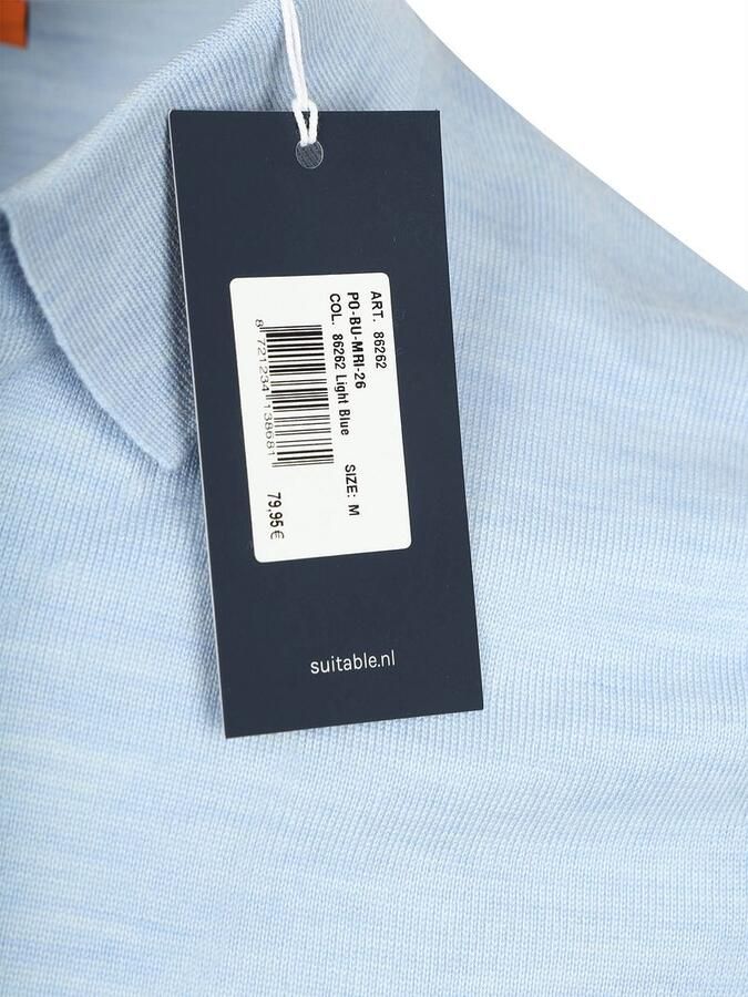 Suitable Polo Merinowol Lichtblauw - Foto 5