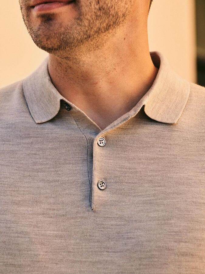 Suitable Polo Rishi Merinowol Beige - Foto 2