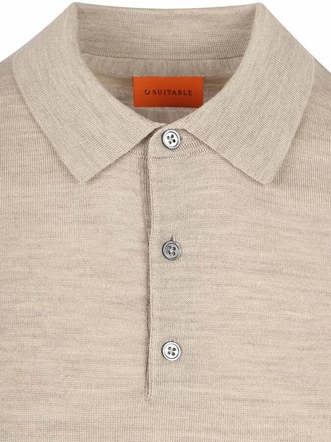 Suitable Polo Rishi Merinowol Beige - Foto 4