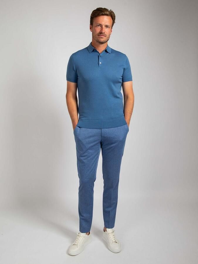 Suitable Polo Rishi Merinowol Blauw - Foto 4