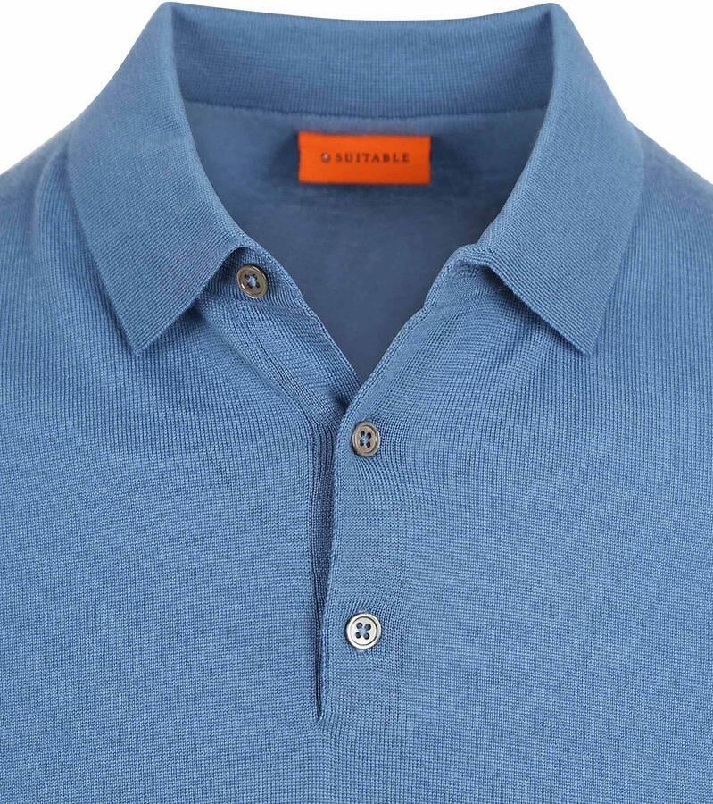 Suitable Polo Rishi Merinowol Blauw - Foto 2