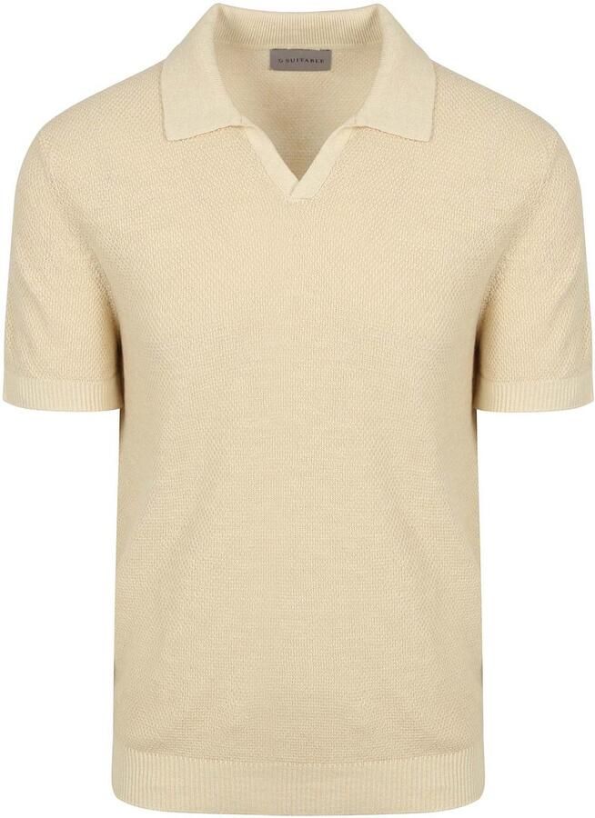 Suitable T-shirt Polo Riva Bean Linen Cotton Sand