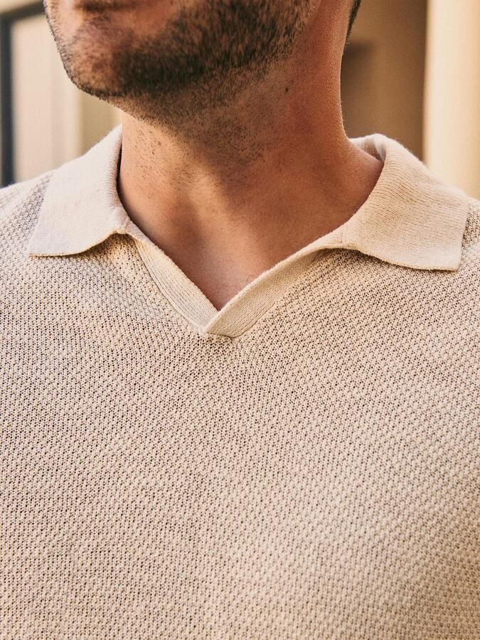 Suitable T-shirt Polo Riva Bean Linen Cotton Sand - Foto 2
