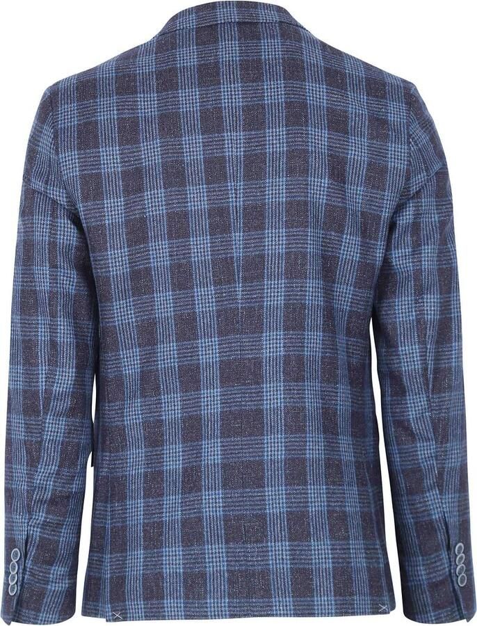 Suitable Blazer Prestige Colbert Amqui Ruit Blauw