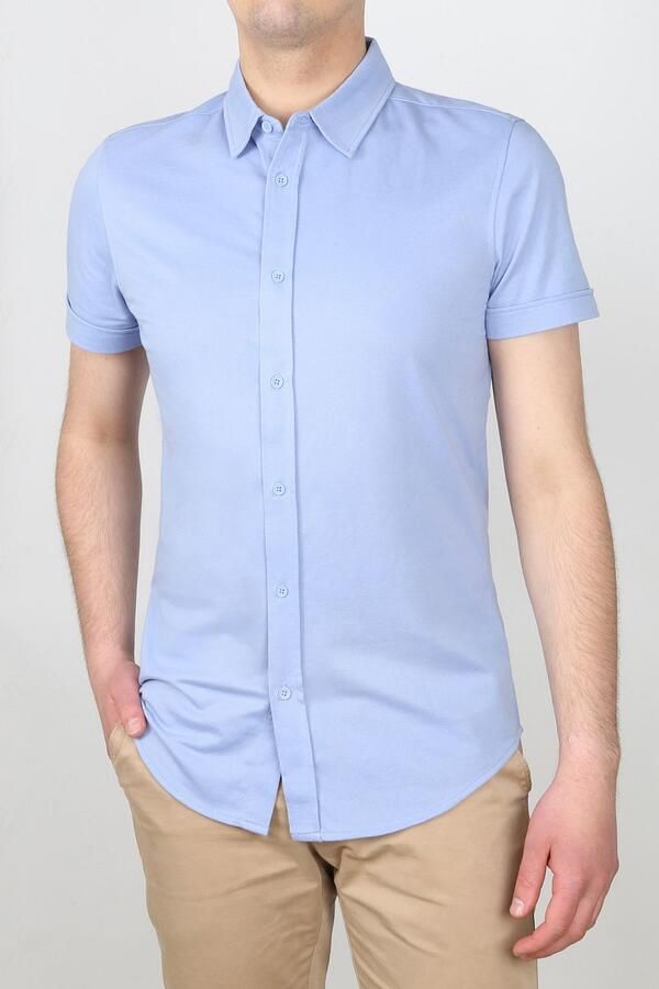 Suitable Prestige Earl Short Sleeve Overhemd Lichtblauw - Foto 4