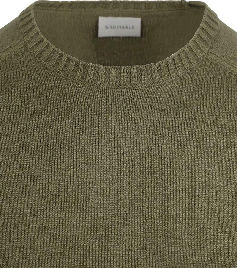 Suitable Sweater Pullover Raw Olijfgroen