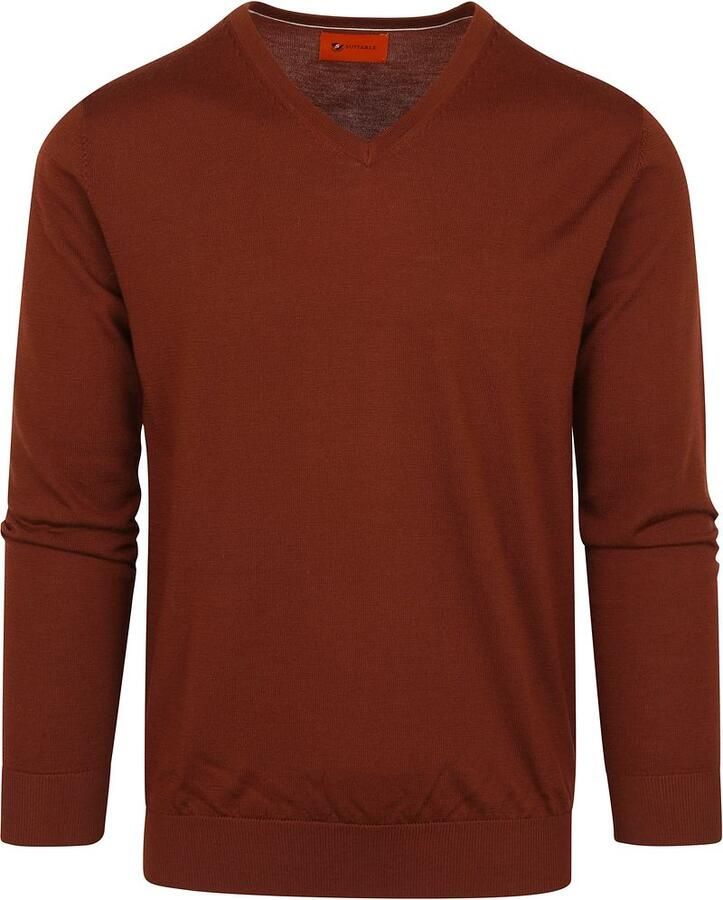 Suitable Sweater Pullover V-Hals Merino Brique - Foto 2