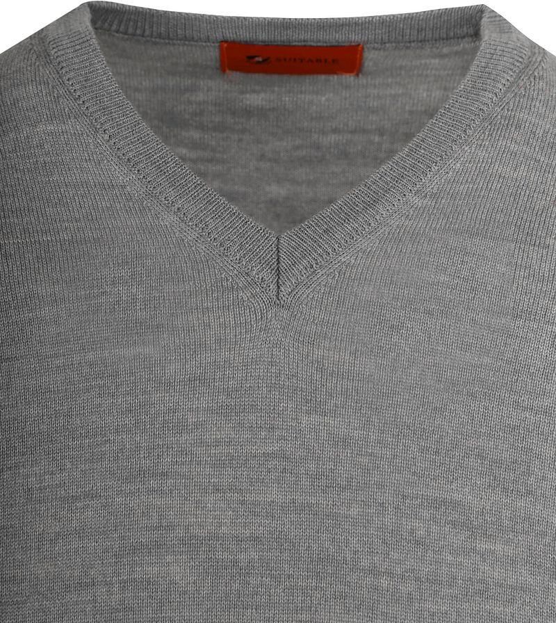 Suitable Pullover V-Hals Wol Grijs - Foto 3