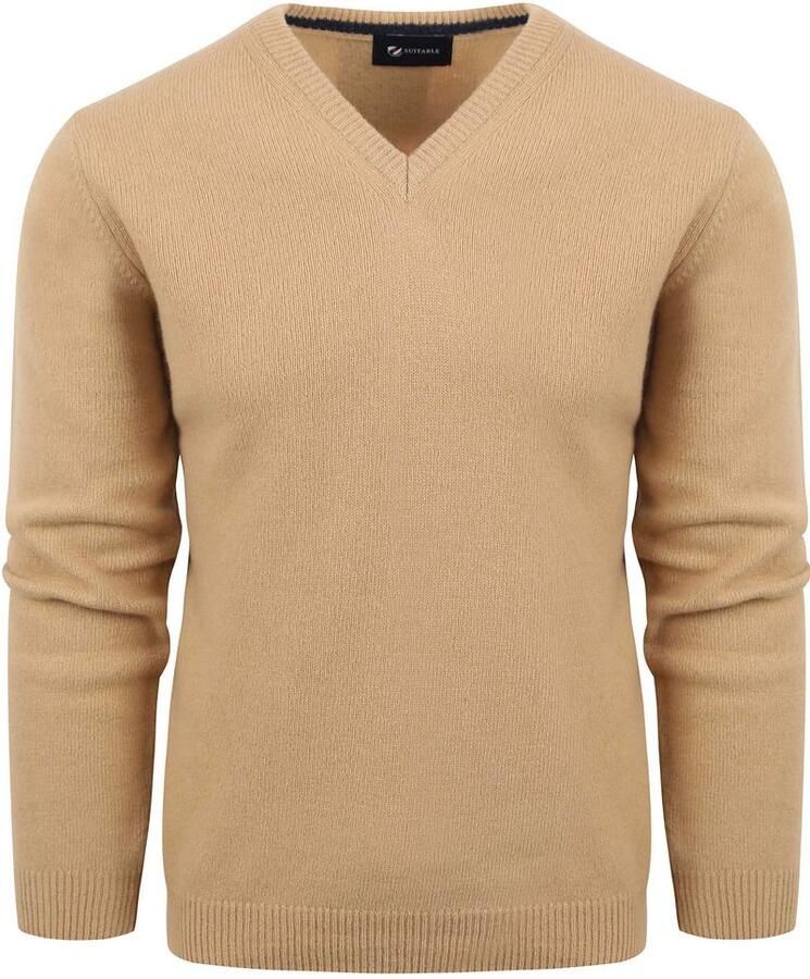 Suitable Pullover Wol V-Hals Beige