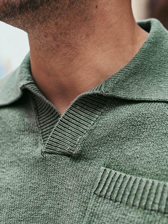Suitable Polo Shirt Lange Mouw Raw Trui Riva Knit Groen - Foto 2