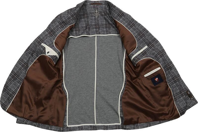 Suitable Blazer Respect Colbert Fame Jersey Ruit Flex Grijs - Foto 3