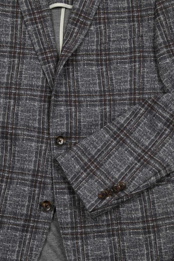 Suitable Blazer Respect Colbert Fame Jersey Ruit Flex Grijs - Foto 3