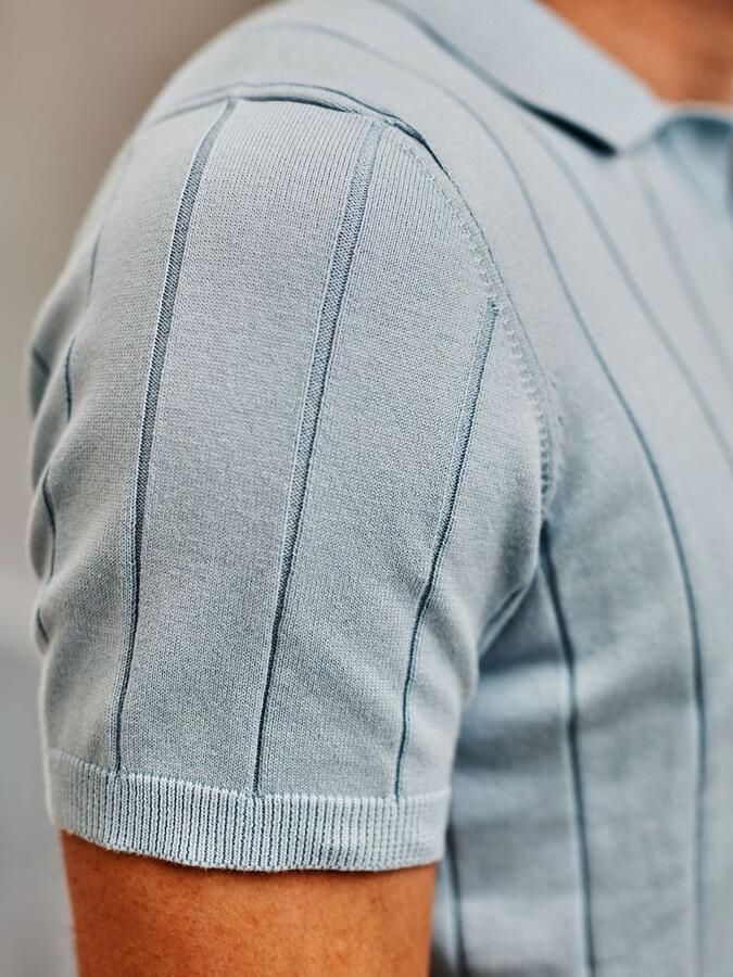 Suitable Respect Polo Drop Needle Lichtblauw - Foto 3